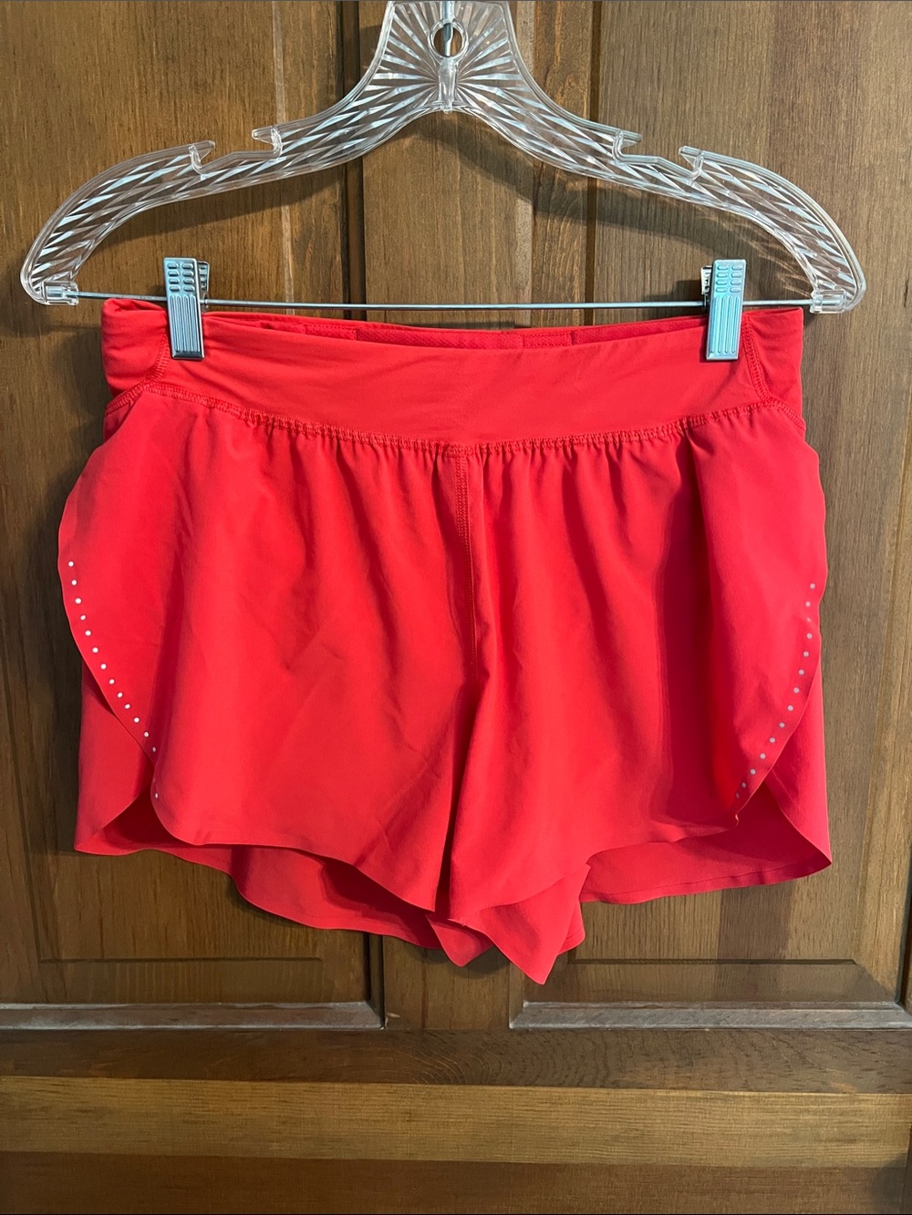 lululemon athletica Bright Red Running Shorts with Side Dot Trim